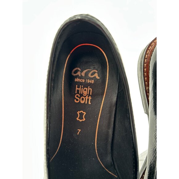Ara HighSoft Womens Loafers Size 7 Black Patent Leather Chain Link Comfort Shoes - Picture 5 of 9